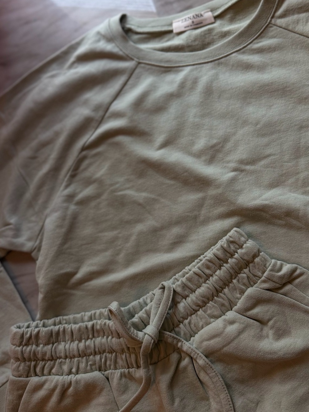 Zanana Olive Green Lounge Set - Short Sleeve Tee & Drawstring Shorts